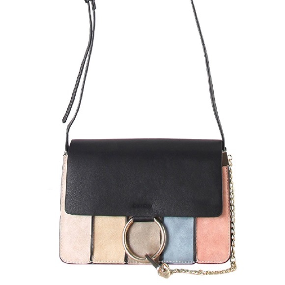fairlygirly Handbags - Black and Pastel Colorblock Stripe Crossbody Bag